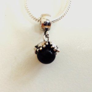 “Black pearl” Silver Plated Dangling Charm Bead For European Style Bracelets